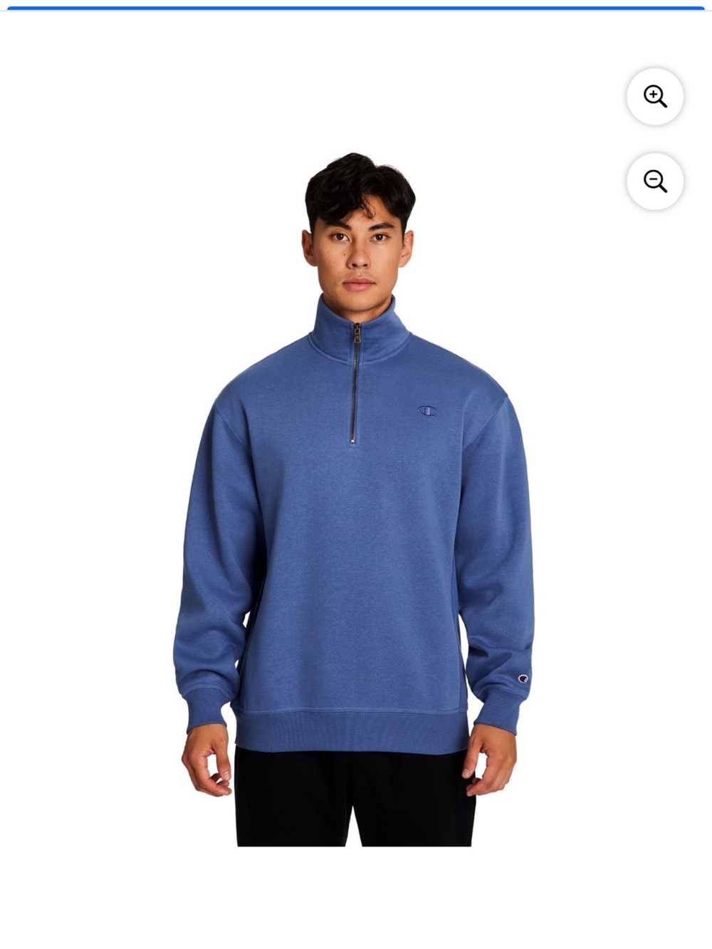 Champion Men's Blue Half-Zip Fleece Pullover Large - NWT